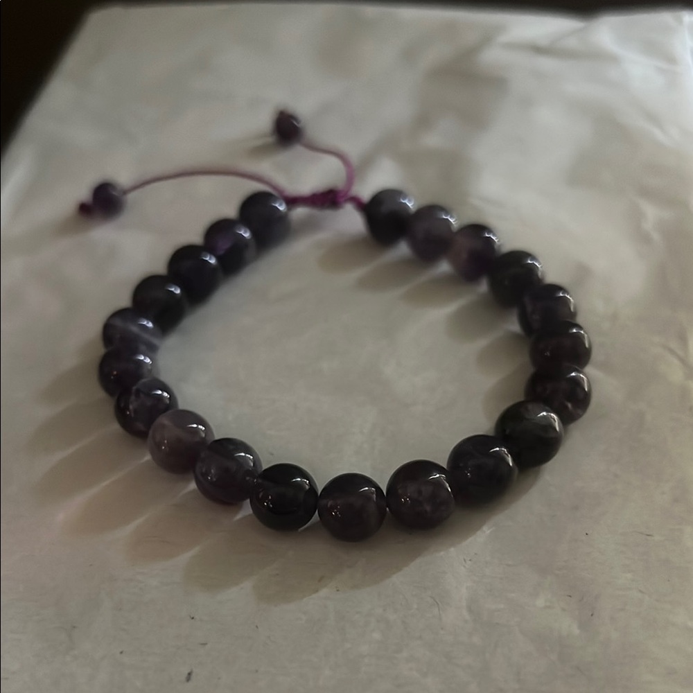 Purple Adjustable Beaded Bracelet